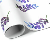 eenvoudige aangepaste blauwe paarse zwarte bladere cadeaupapier (Rol Hoek)