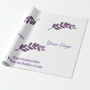 eenvoudige aangepaste blauwe paarse zwarte bladere cadeaupapier