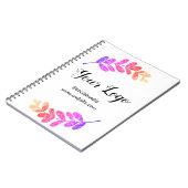 eenvoudige aangepaste blauwe paarse zwarte bladere notitieboek (Linkerzijde)