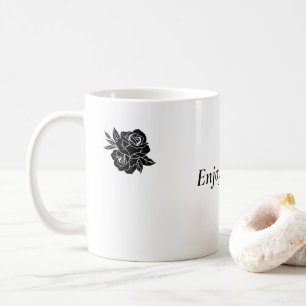 Eenvoudige aangepaste bloemtekst koffiemok