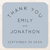 Eenvoudige aangepaste bruiloft Dusty Blue Dank u g Kartonnen Onderzetters (Voorkant)