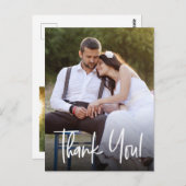 Eenvoudige aangepaste bruiloft foto's Handletterin Briefkaart (Voorkant / Achterkant)