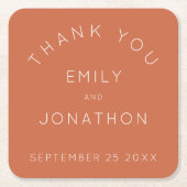 Eenvoudige aangepaste bruiloft terracotta dank u g kartonnen onderzetters (Voorkant)