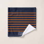 Eenvoudige Aangepaste Chic Zeevaart Oranje Gestree Bad Handdoek (Wasdoekje)