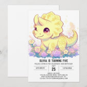 Eenvoudige Aangepaste Dinosaurus Digitale Verjaard Kaart (Voorkant / Achterkant)