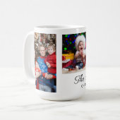 Eenvoudige aangepaste drie kerstfoto's koffiemok (Voorkant links)