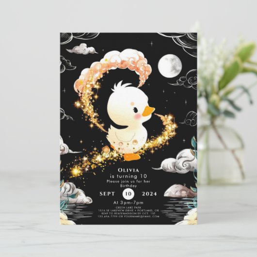 Eenvoudige aangepaste eend verjaardag kaart (Staand voorkant)