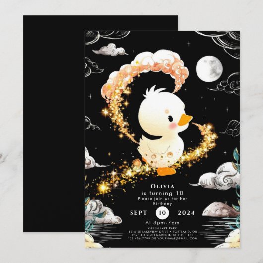 Eenvoudige aangepaste eend verjaardag kaart (Voorkant / Achterkant)