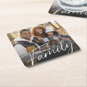 Eenvoudige aangepaste familiefoto kartonnen onderzetters