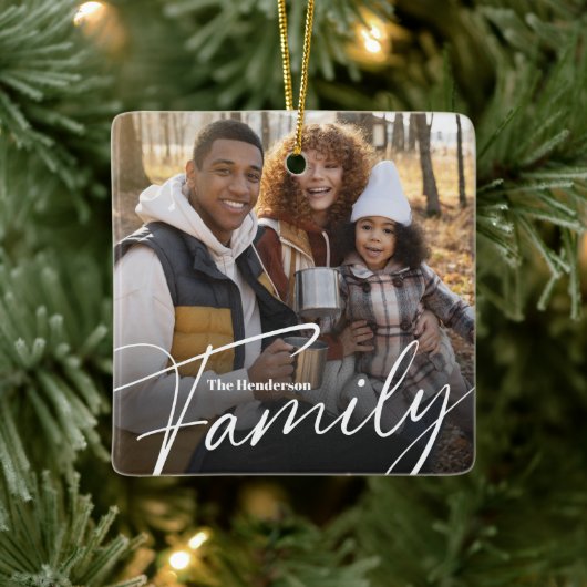 Eenvoudige aangepaste familiefoto keramisch ornament (Boom)