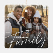 Eenvoudige aangepaste familiefoto keramisch ornament (Achterkant)