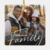 Eenvoudige aangepaste familiefoto keramisch ornament (Voorkant)