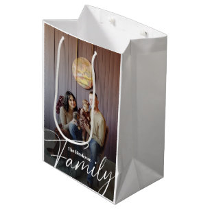 Eenvoudige aangepaste familiefoto medium cadeauzakje