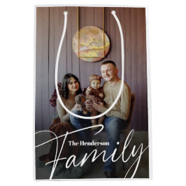Eenvoudige aangepaste familiefoto medium cadeauzakje