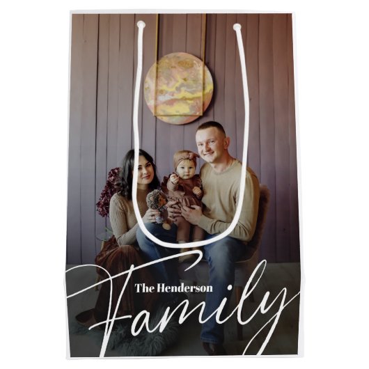 Eenvoudige aangepaste familiefoto medium cadeauzakje (Achterkant)