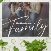 Eenvoudige aangepaste familiefoto theedoek (Gevouwen)