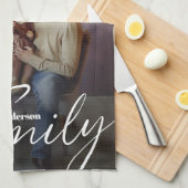 Eenvoudige aangepaste familiefoto theedoek (Quarter Fold)