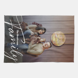 Eenvoudige aangepaste familiefoto theedoek