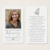 Eenvoudige aangepaste foto biddende handen Memoria Visitekaartje (Voorkant /achterkant)