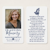 Eenvoudige aangepaste foto biddende handen Memoria Visitekaartje (Voorkant /achterkant)