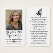 Eenvoudige aangepaste foto biddende handen Memoria Visitekaartje (Voorkant /achterkant)