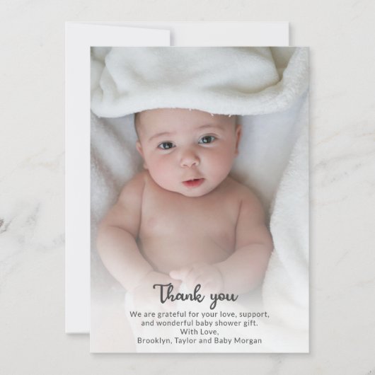 Eenvoudige, aangepaste foto! Dank je nieuwe Babydo Bedankkaart (Voorkant)