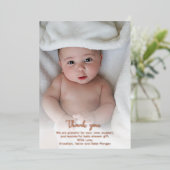 Eenvoudige, aangepaste foto! Dank je nieuwe Babydo Folie Uitnodiging (Staand Voorkant)