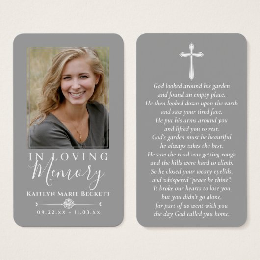 Eenvoudige, aangepaste foto-gelamineerde Memorial- Visitekaartje (Voorkant /achterkant)