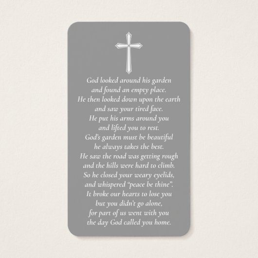 Eenvoudige, aangepaste foto-gelamineerde Memorial- Visitekaartje (Achterkant)