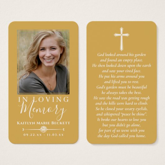Eenvoudige, aangepaste foto-gelamineerde Memorial- Visitekaartje (Voorkant /achterkant)