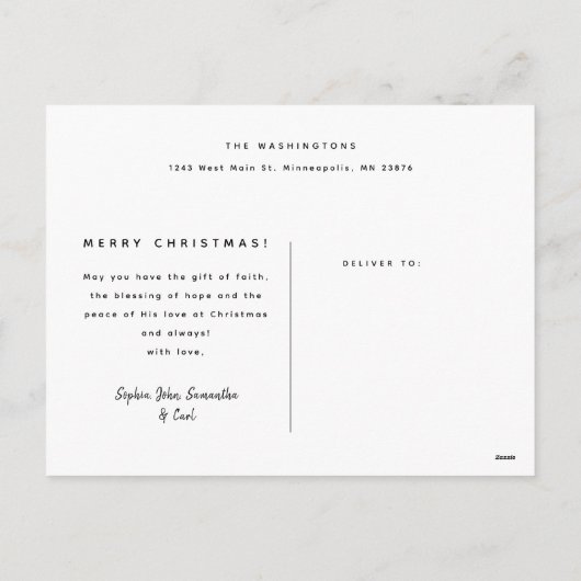 Eenvoudige Aangepaste Foto Groene Vrolijke Kerstmi Feestdagenkaart (Achterkant)