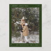Eenvoudige Aangepaste Foto Groene Vrolijke Kerstmi Feestdagenkaart (Voorkant)