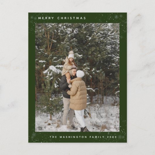 Eenvoudige Aangepaste Foto Groene Vrolijke Kerstmi Feestdagenkaart (Voorkant)