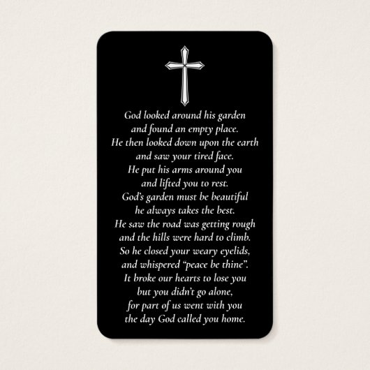 Eenvoudige aangepaste foto Heilig Kruis Memorial K Visitekaartje (Achterkant)