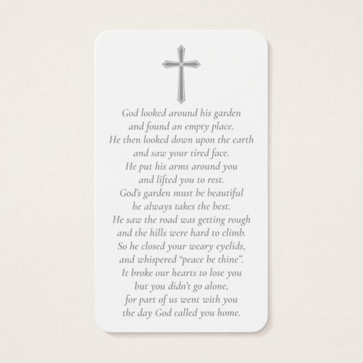 Eenvoudige aangepaste foto Heilig Kruis Memorial K Visitekaartje (Achterkant)