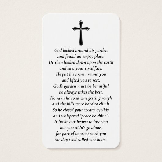 Eenvoudige aangepaste foto Heilig Kruis Memorial K Visitekaartje (Achterkant)