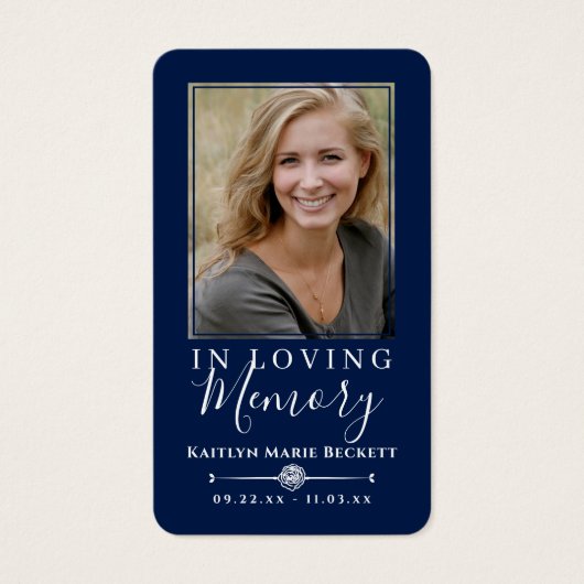 Eenvoudige aangepaste foto Holy Dove Memorial Kaar Visitekaartje (Voorkant)