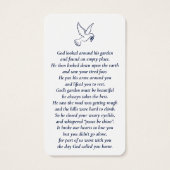 Eenvoudige aangepaste foto Holy Dove Memorial Kaar Visitekaartje (Achterkant)