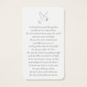 Eenvoudige aangepaste foto Holy Dove Memorial Kaar Visitekaartje (Achterkant)