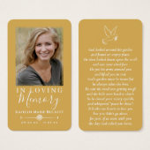 Eenvoudige aangepaste foto Holy Dove Memorial Kaar Visitekaartje (Voorkant /achterkant)