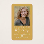 Eenvoudige aangepaste foto Holy Dove Memorial Kaar Visitekaartje (Voorkant)