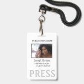 Eenvoudige aangepaste foto ID Journalist Perspas Badge (Voorzijde met lanyard)