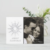 Eenvoudige aangepaste foto Snowflake Feestdagenkaart (Staand voorkant)