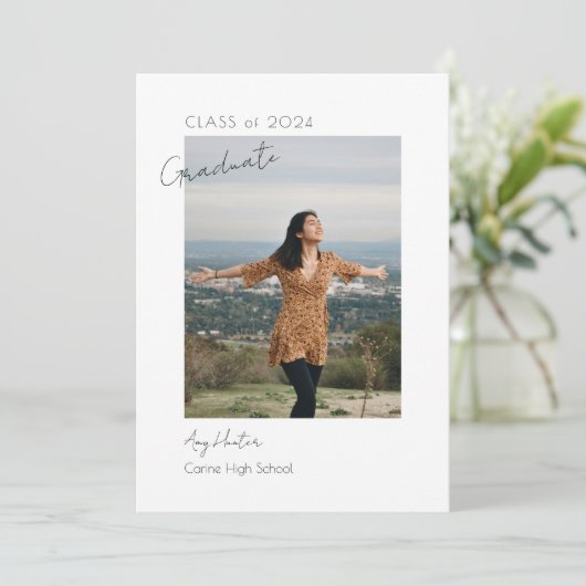 Eenvoudige aangepaste foto tekst Afstuderen aankon Kaart (Staand voorkant)
