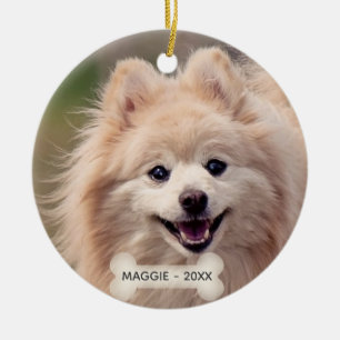 Eenvoudige Aangepaste Foto van Pomeranian Hond Keramisch Ornament
