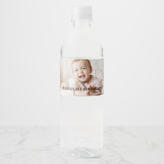 Eenvoudige Aangepaste Foto Water Fles Label Waterfles Etiket (Voorkant)
