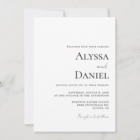 Eenvoudige aangepaste foto Zwart-wit bruiloft Kaart (Achterkant)