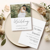 Eenvoudige aangepaste foto Zwart-wit bruiloft Kaart