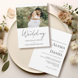 Eenvoudige aangepaste foto Zwart-wit bruiloft Kaart