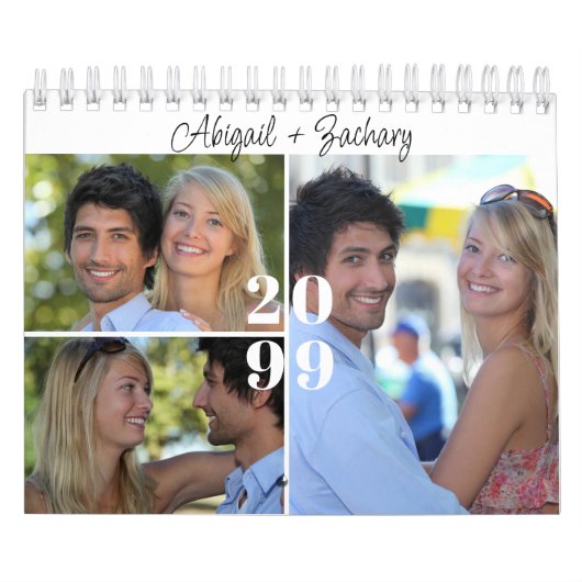 Eenvoudige aangepaste fotocollage 4 per maand kalender (Hoes)